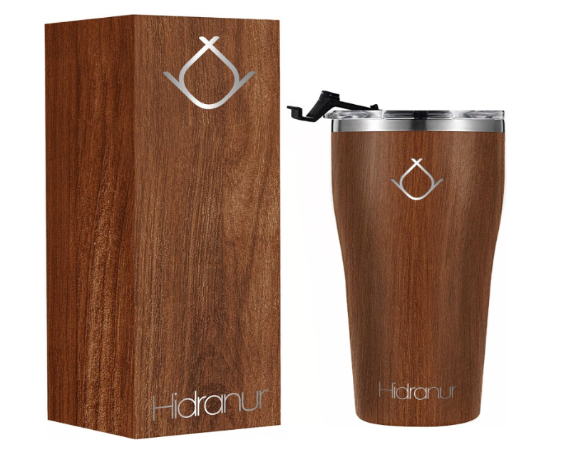 Termo De Acero Inoxidable Doble Aislamiento Térmico Madera 20 Oz (591.471 Ml) Hidranur