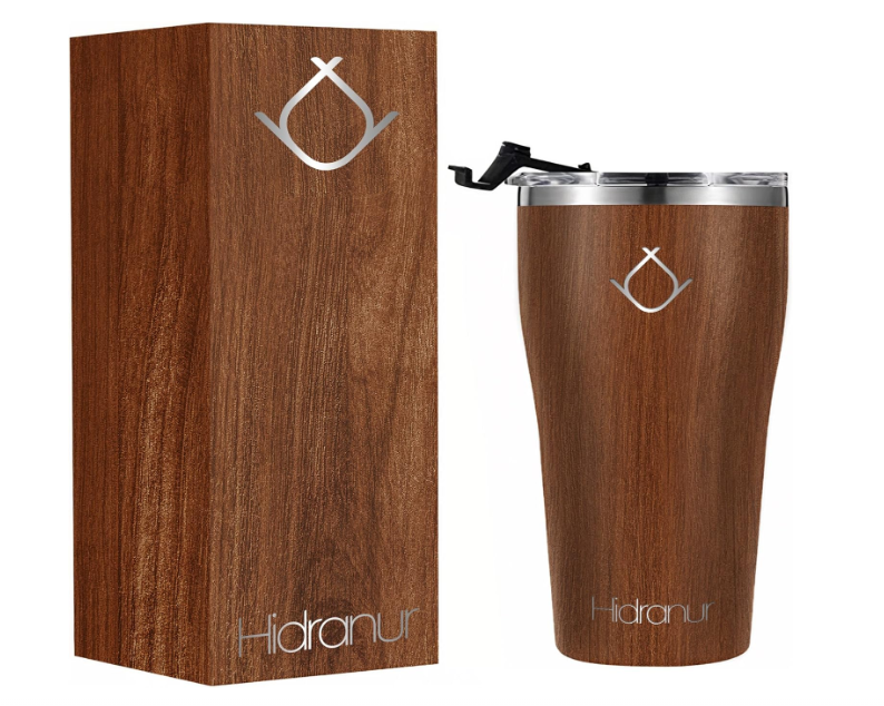 Foto 1 | Termo De Acero Inoxidable Doble Aislamiento Térmico Madera 20 Oz (591.471 Ml) Hidranur