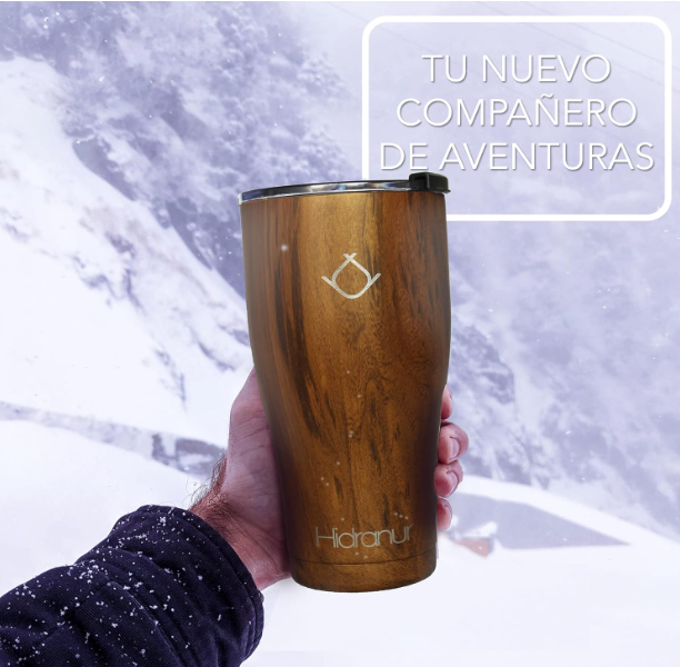 Foto 4 pulgar | Termo De Acero Inoxidable Doble Aislamiento Térmico Madera 20 Oz (591.471 Ml) Hidranur
