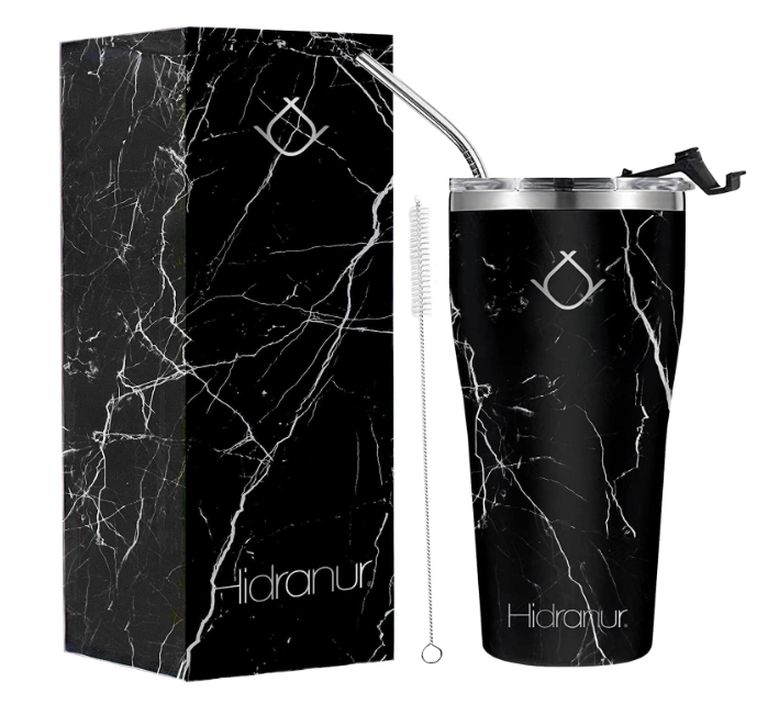 Foto 2 pulgar | Termo De Acero Inoxidable Doble Aislamiento Térmico Negro Mármol 20 Oz (591.471 Ml) Hidranur