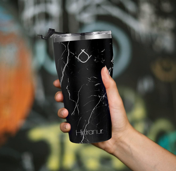 Foto 4 pulgar | Termo De Acero Inoxidable Doble Aislamiento Térmico Negro Mármol 20 Oz (591.471 Ml) Hidranur