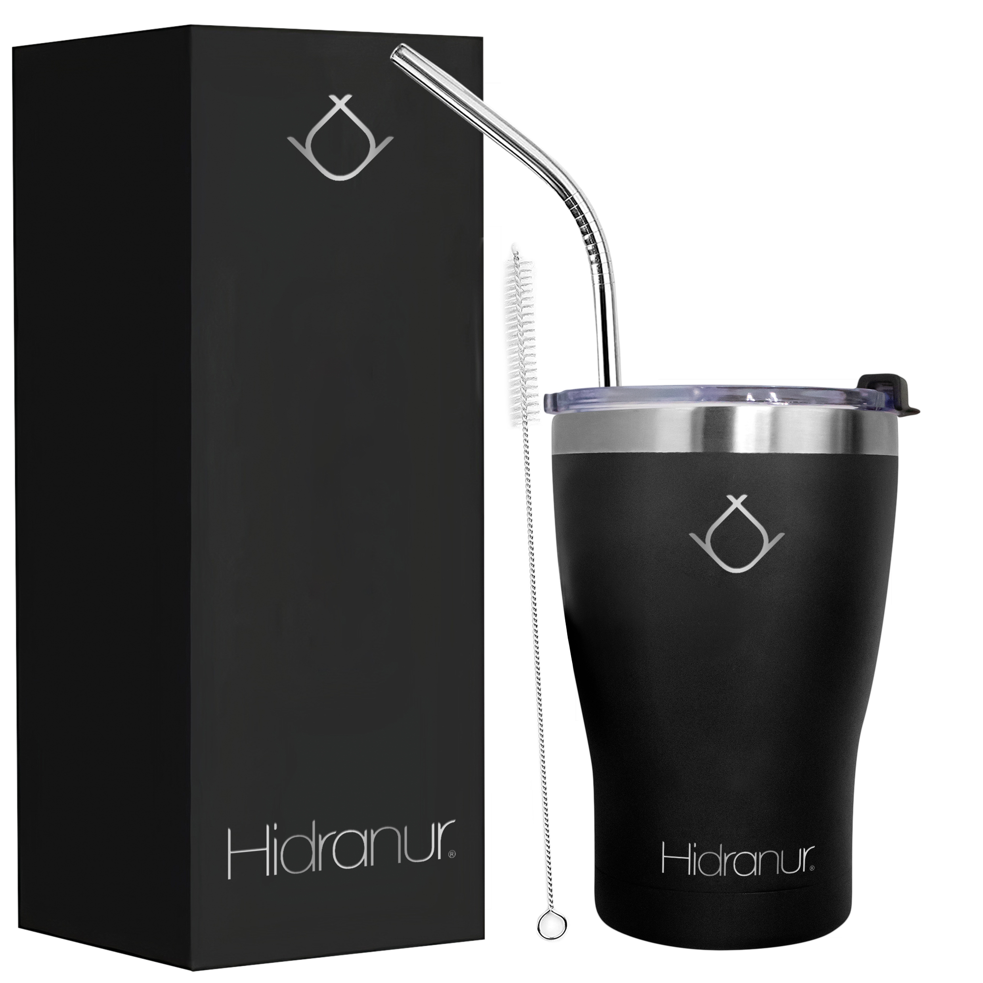 Termo De Acero Inoxidable Doble Aislamiento Térmico Negro 12 Oz (354.882 Ml) Hidranur