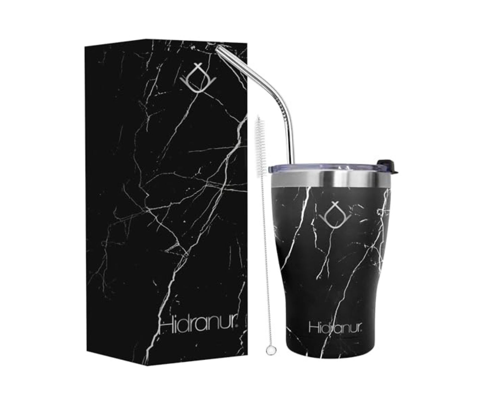 Foto 1 | Termo Hidranur de Acero Inoxidable Doble Aislamiento Térmico 12 Oz Negro Mármol