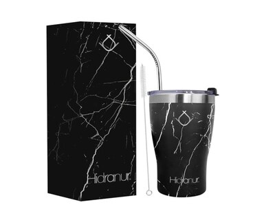 Foto 1 | Termo Hidranur de Acero Inoxidable Doble Aislamiento Térmico 12 Oz Negro Mármol
