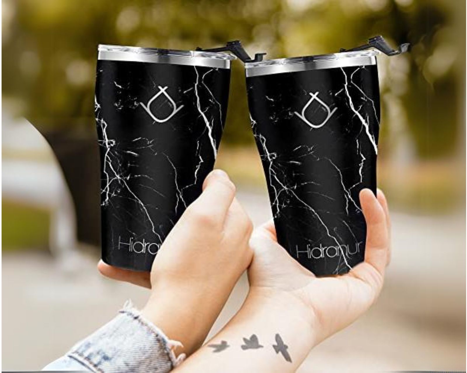 Foto 3 | Termo Hidranur de Acero Inoxidable Doble Aislamiento Térmico 12 Oz Negro Mármol