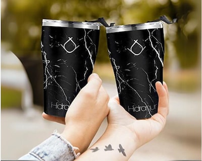 Foto 3 | Termo Hidranur de Acero Inoxidable Doble Aislamiento Térmico 12 Oz Negro Mármol