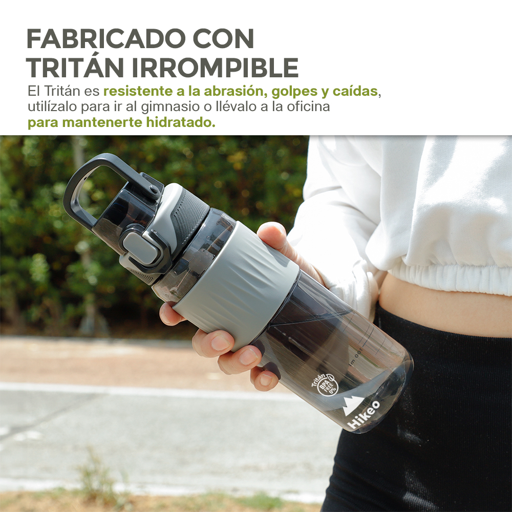 Foto 4 pulgar | Termo Para Agua Tritán Ultra Resistente 600ml Tapa Hermética Bpa Free, Hikeo, Color Negro