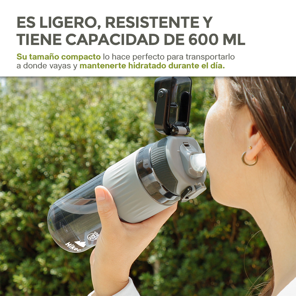 Foto 5 pulgar | Termo Para Agua Tritán Ultra Resistente 600ml Tapa Hermética Bpa Free, Hikeo, Color Negro