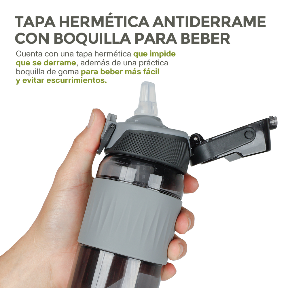 Foto 6 pulgar | Termo Para Agua Tritán Ultra Resistente 600ml Tapa Hermética Bpa Free, Hikeo, Color Negro