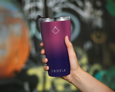 Foto 3 | Termo de Acero Inoxidable Hidranur Morado Doble Aislamiento Térmico 591.471 ml