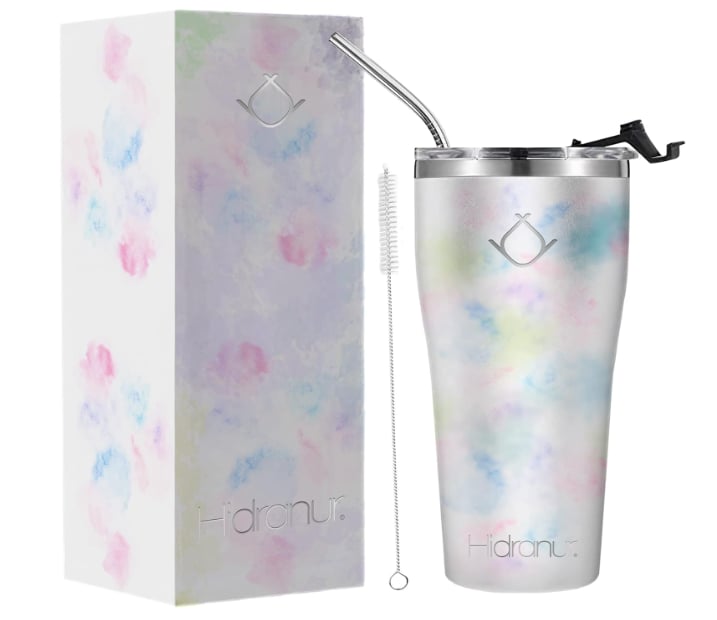 Termo De Acero Inoxidable Doble Aislamiento Térmico Blanco Mármol 30 Oz (887.206 Ml) Hidranur $319