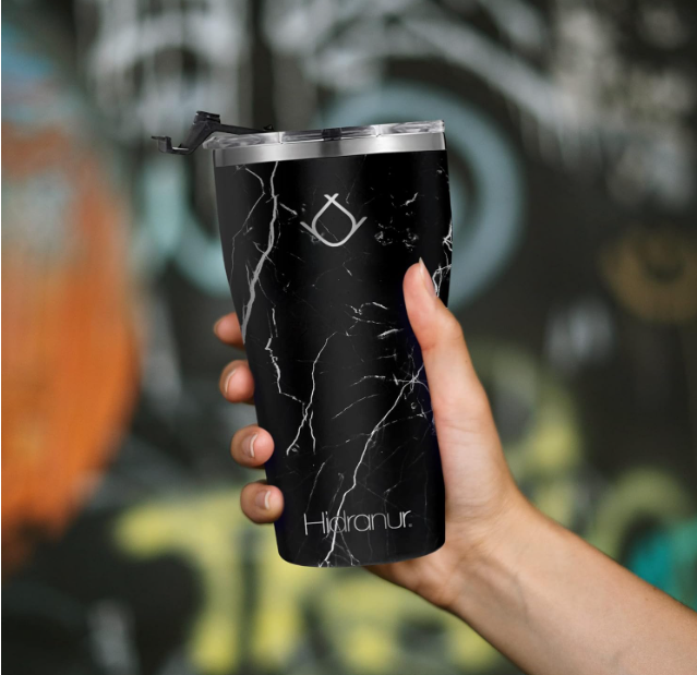 Foto 4 pulgar | Termo De Acero Inoxidable Doble Aislamiento Térmico Negro Mármol 30 Oz (887.206 Ml) Hidranur