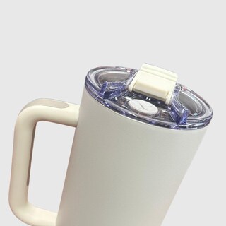 Foto 2 | Vaso Aislado O'jay Blanco de Acero Inoxidable 50 Onzas con Asa y Tapa con Popote