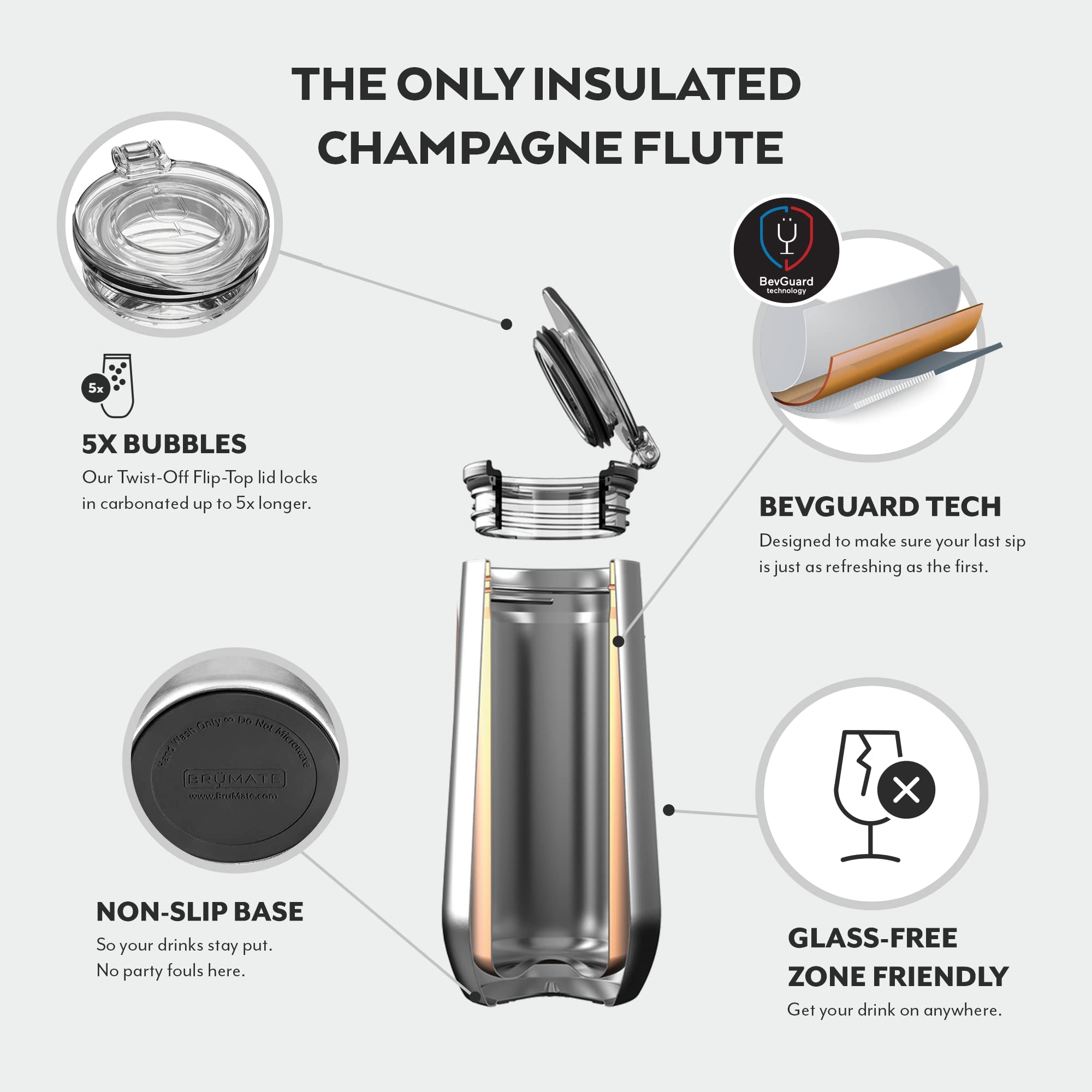 Foto 5 | Flauta De Champán Brümate Carrara, 355 Ml, Aislante, Acero Inoxidable - Venta Internacional.
