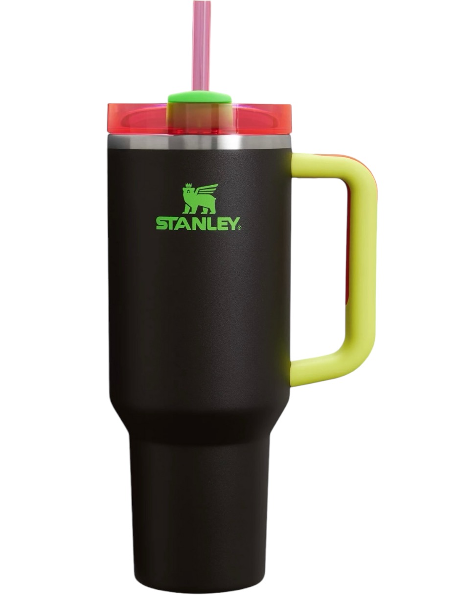 Termo Stanley De Acero Inoxidable Negro Con Tapa Rosa Con Tapa Rosca 1.2 L