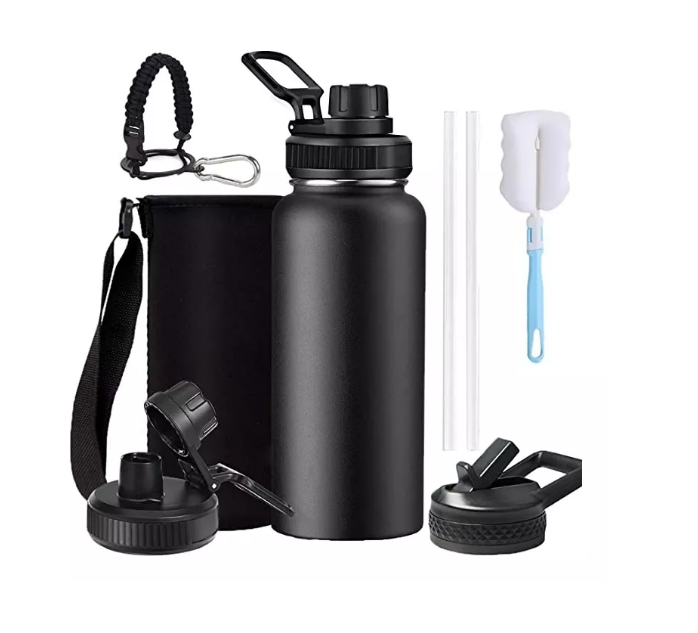 Botella De Agua De Acero Inox 950ml Doble Protección Color: Negro Wünd