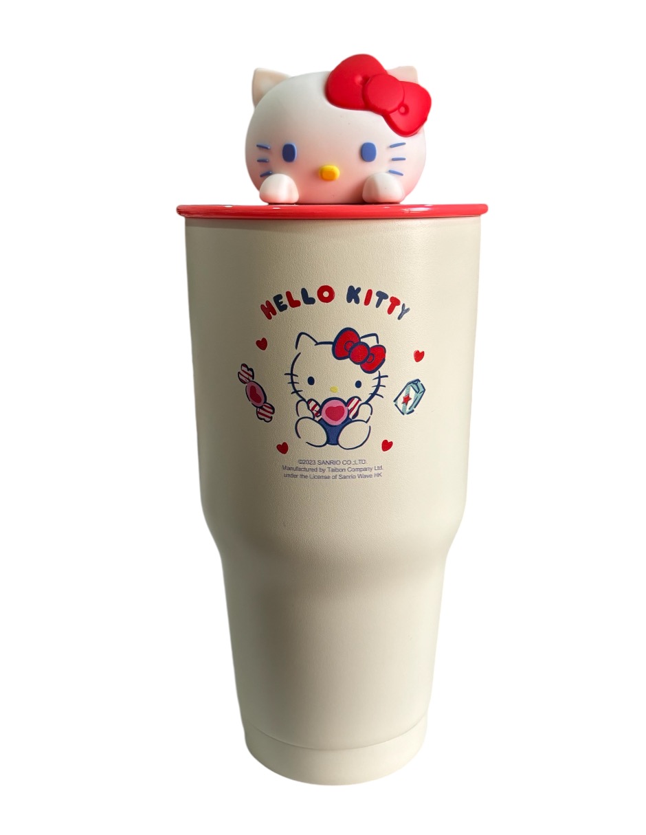 Termo De Acero Inoxidable Hello Kitty 30 Onzas Con Figura