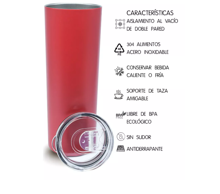 Foto 3 pulgar | Vaso Skinny 20oz 600ml Termo De Acero Inoxidable Frió Calor Color Rojo Wünd