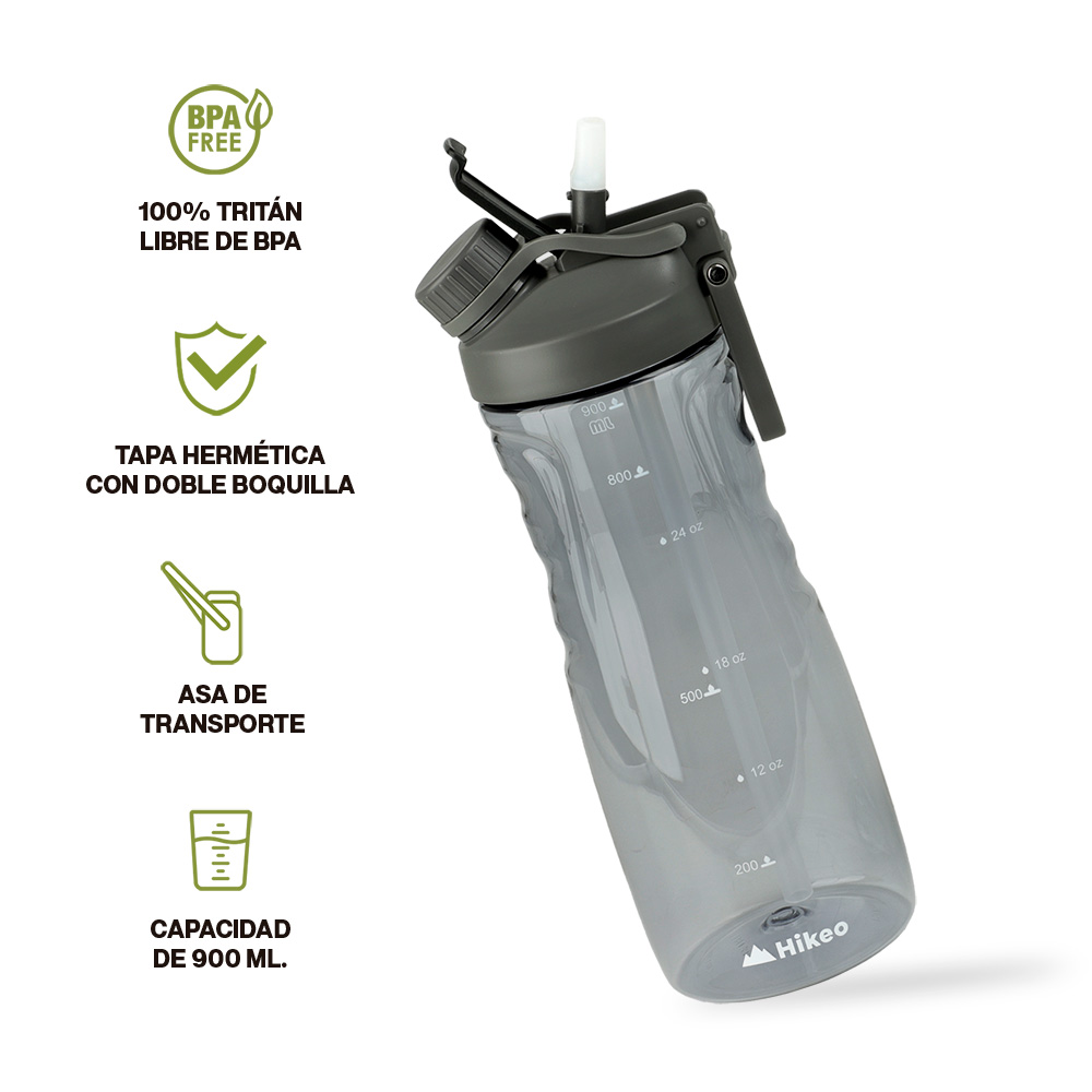 Foto 3 pulgar | Termo Para Agua Fría De Tritán Indestructible Doble Boquilla 2pz 900ml, Hikeo, Multicolor