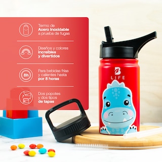 Foto 3 | Termo De Dionosaurio De 355 Ml Para Bebidas Frías Y Calientes Más Tiempo Y Sin Fugas. Dinosaur Kids Water.