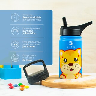 Foto 3 | Termo De Gato De 355 Ml Para Bebidas Frías Y Calientes Más Tiempo Y Sin Fugas. Cat Kids Water Bottle. B Life