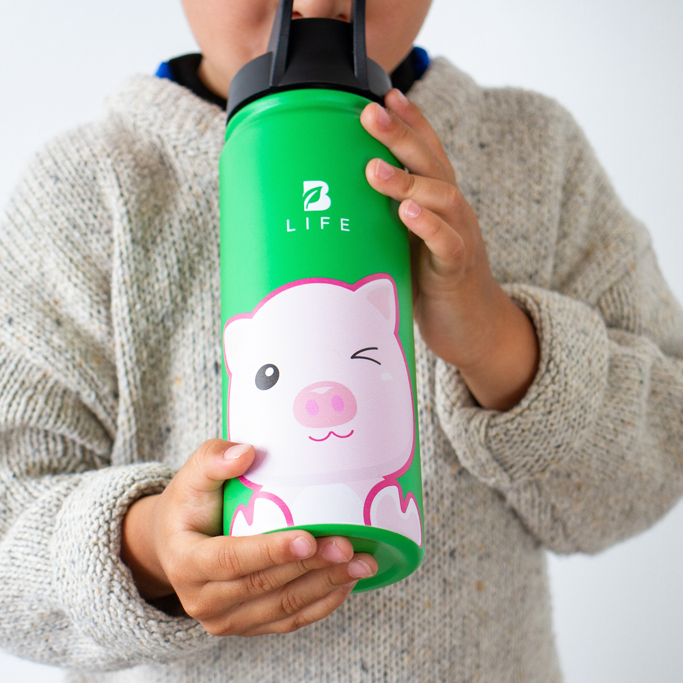 Foto 7 | Termo De Cerdito De 532 Ml Para Bebidas Frías Y Calientes Más Tiempo Y Sin Fugas. Pig Kids Water Bottle. B Life