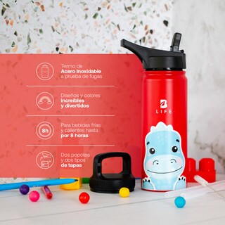 Foto 3 | Termo De Dionosaurio De 532 Ml Para Bebidas Frías Y Calientes Más Tiempo Y Sin Fugas. Dinosaur Kids Water Bottle. B Li