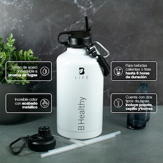 Foto 3 | Botella Térmica Blanca B Healthy | Mantiene Frío y Calor | Acero Inoxidable 2L