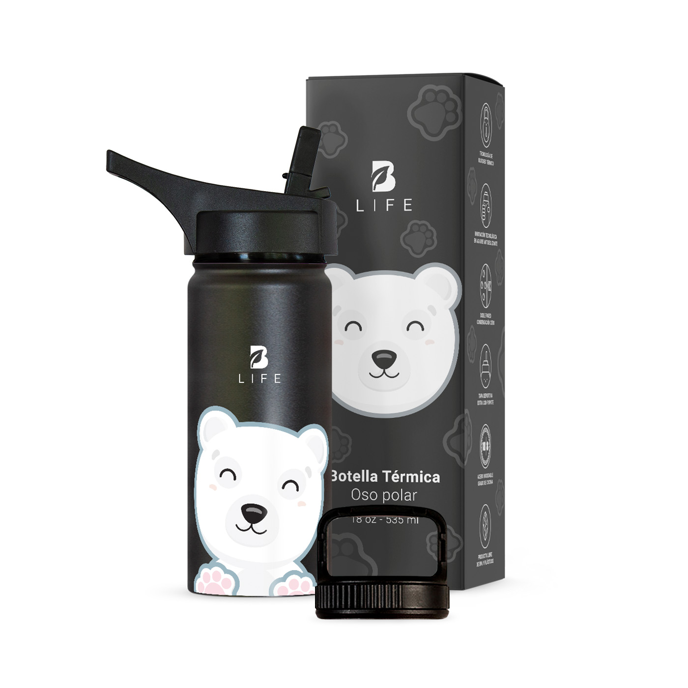 Foto 2 pulgar | Termo De Oso Polar De 532 Ml Para Bebidas Frías Y Calientes Más Tiempo Y Sin Fugas. Bear Kids Water Bottle. B Life