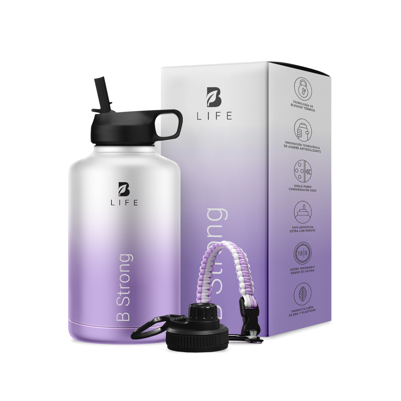 Foto 3 pulgar | Termo B Life de Acero Inoxidable 2 L con Tapas para Bebidas Frías y Calientes