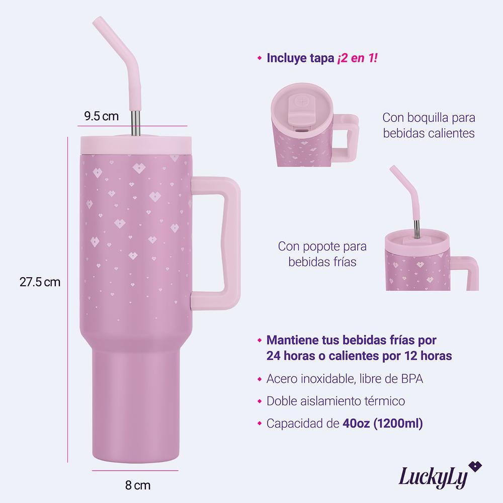 Foto 6 pulgar | Vaso Térmico 40 Oz Acero Inoxidable, Termos Mujer Luckyly Tiana - Rosa