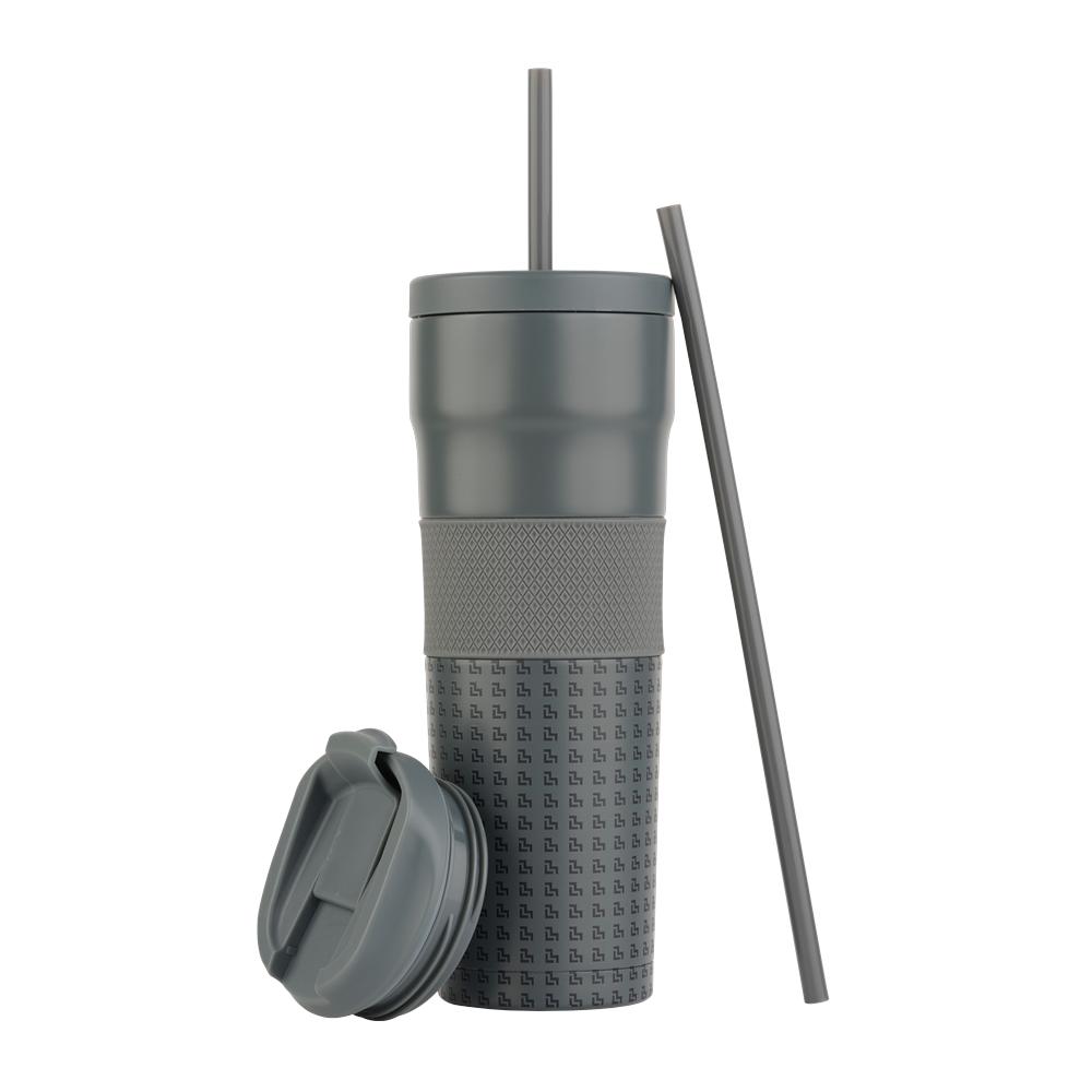 Termo Acero Inoxidable Vaso Con Popote, Taza Térmica Luckman Alfie - Negro