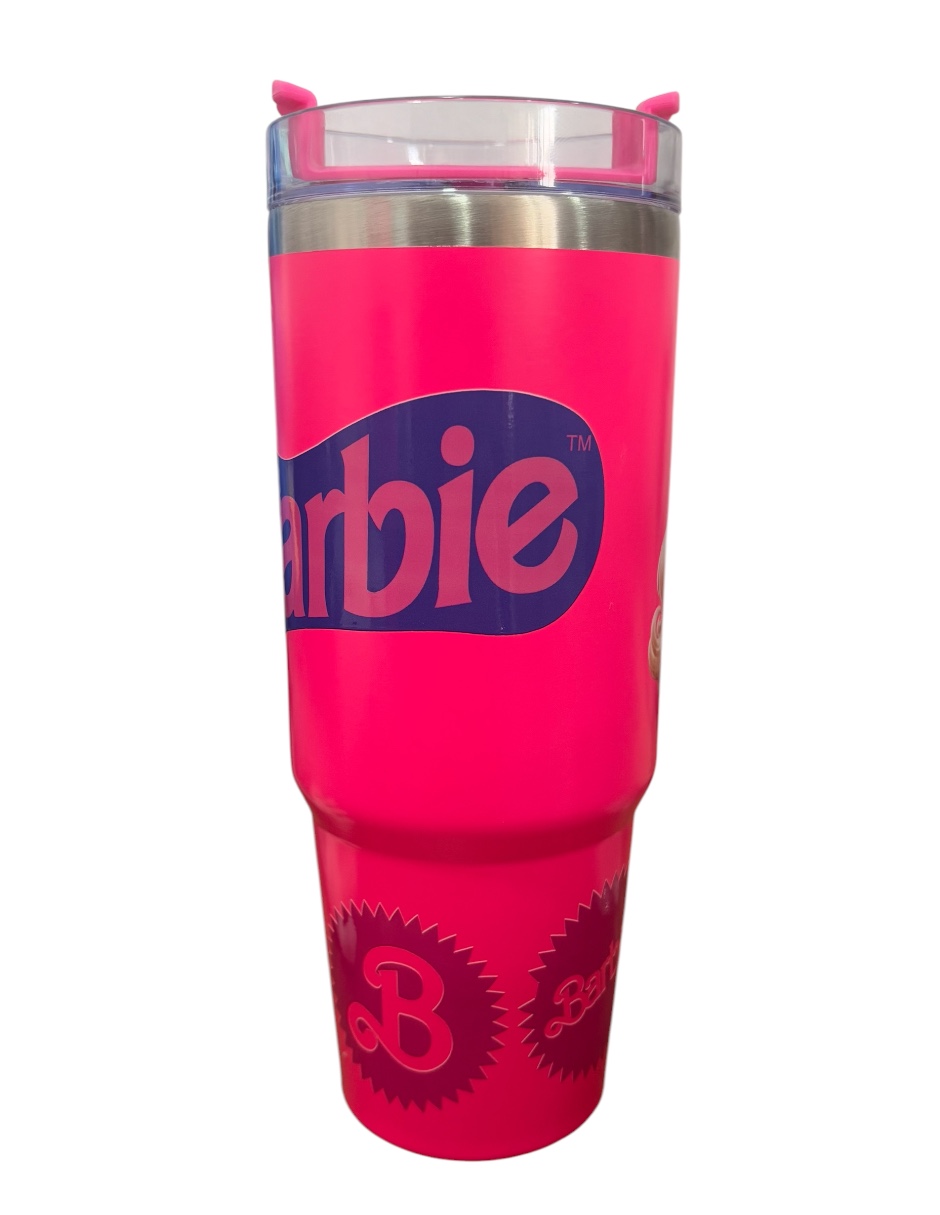 Foto 3 pulgar | Termo De Acero Inoxidable Macarena Brand, Color Fucsia, Barbie 887 Mililitros
