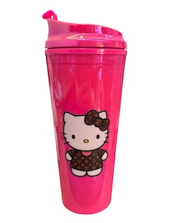 Foto 2 | Termo De Acrílico Con Gliter Color Fucsia Hello Kitty, Mide 23 Cm De Alto Por 10 Cm De Ancho De 710 Mililitros