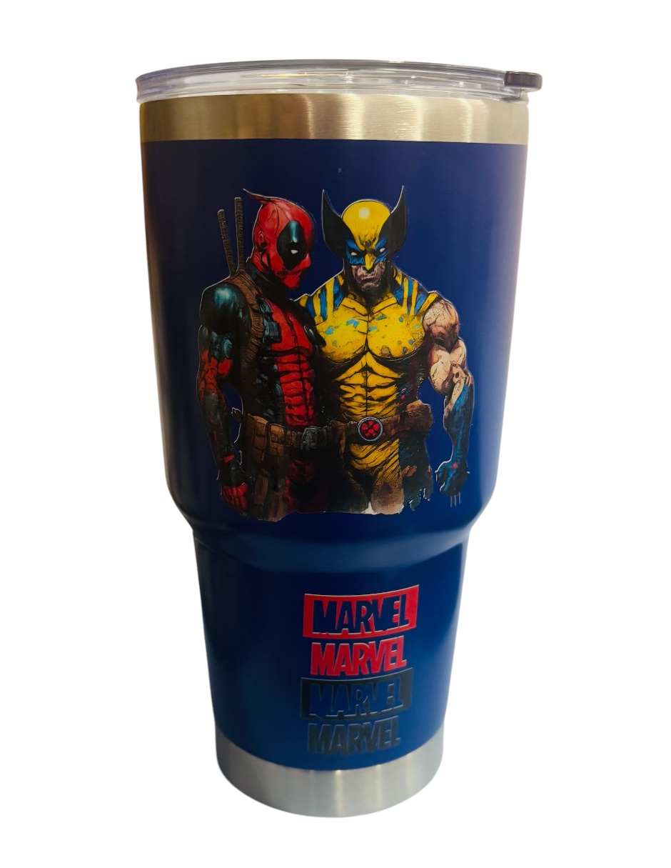 Foto 4 pulgar | Termo De Acero Inoxidable Fartmex Color Azul, Marvel 887 Mililitros