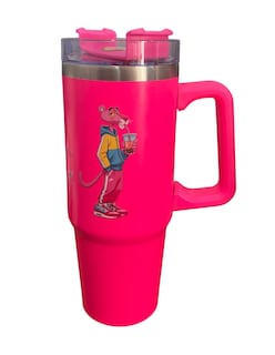 Foto 1 | Termo De Acero Inoxidable Fartmex Color Fucsia, La Pantera Rosa 887 Mililitros