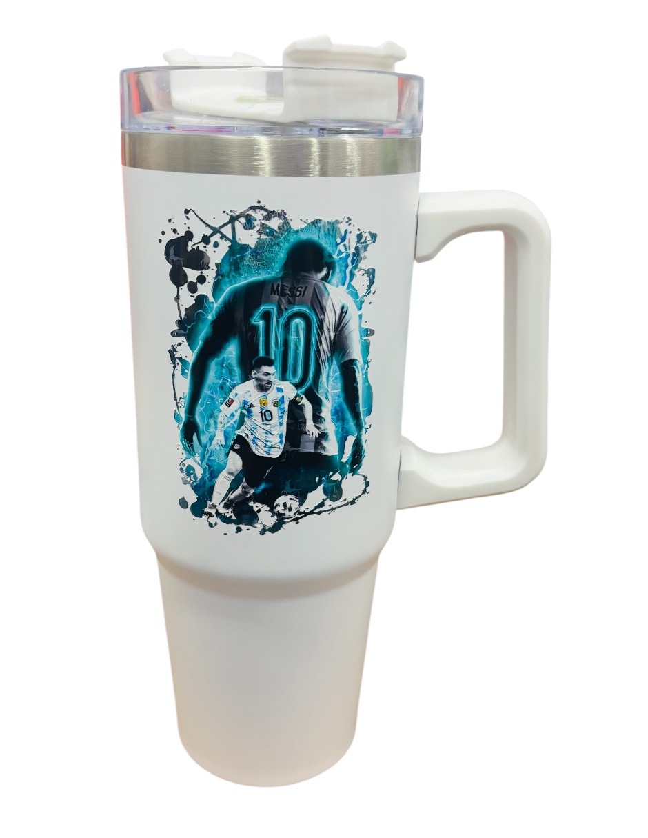 Foto 2 | Termo De Acero Inoxidable Fartmex Color Blanco, Leonel Messi De 30 Oz