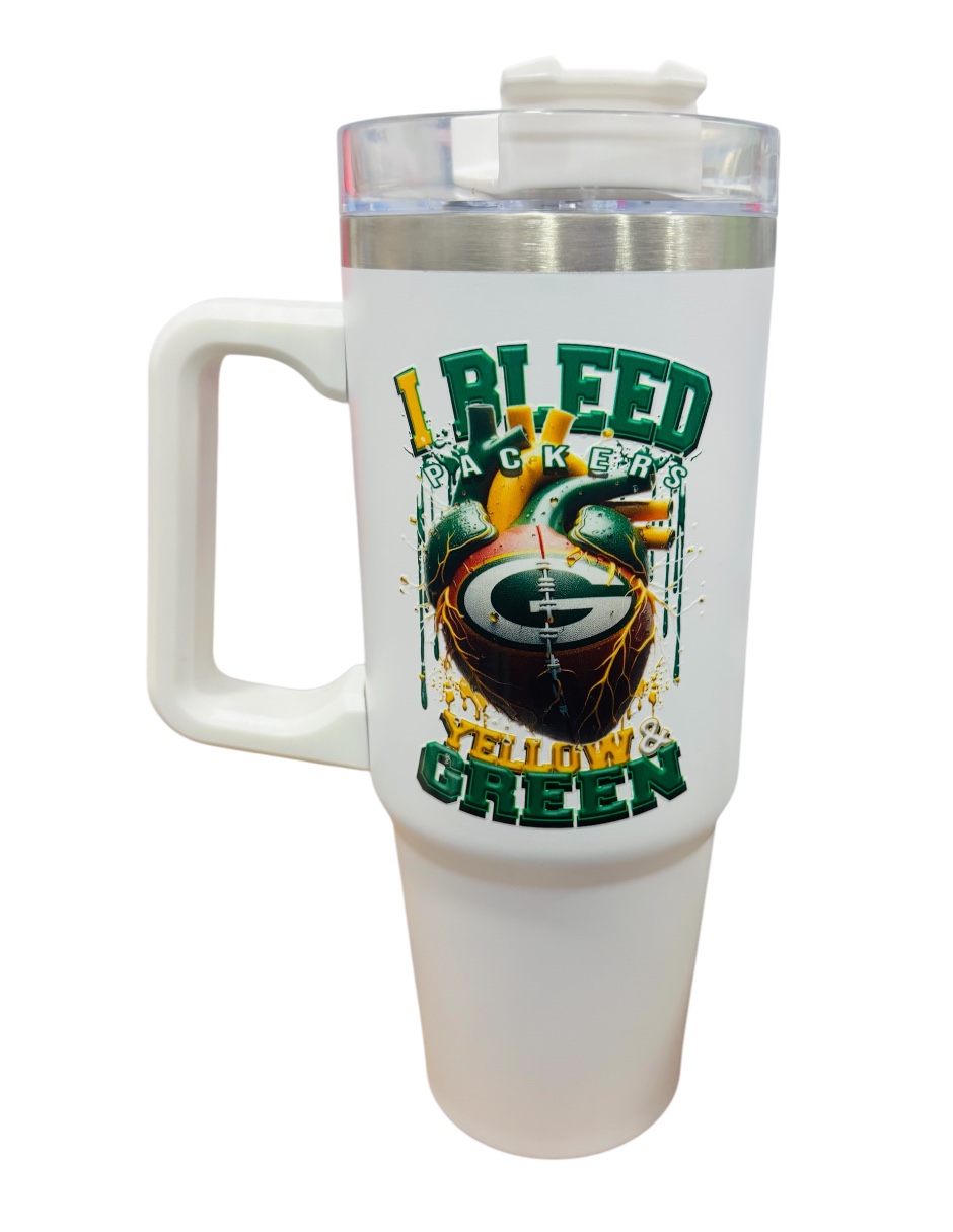 Termo De Acero Inoxidable Fartmex Color Blanco, Nfl Green Bay Packers De 30 Oz