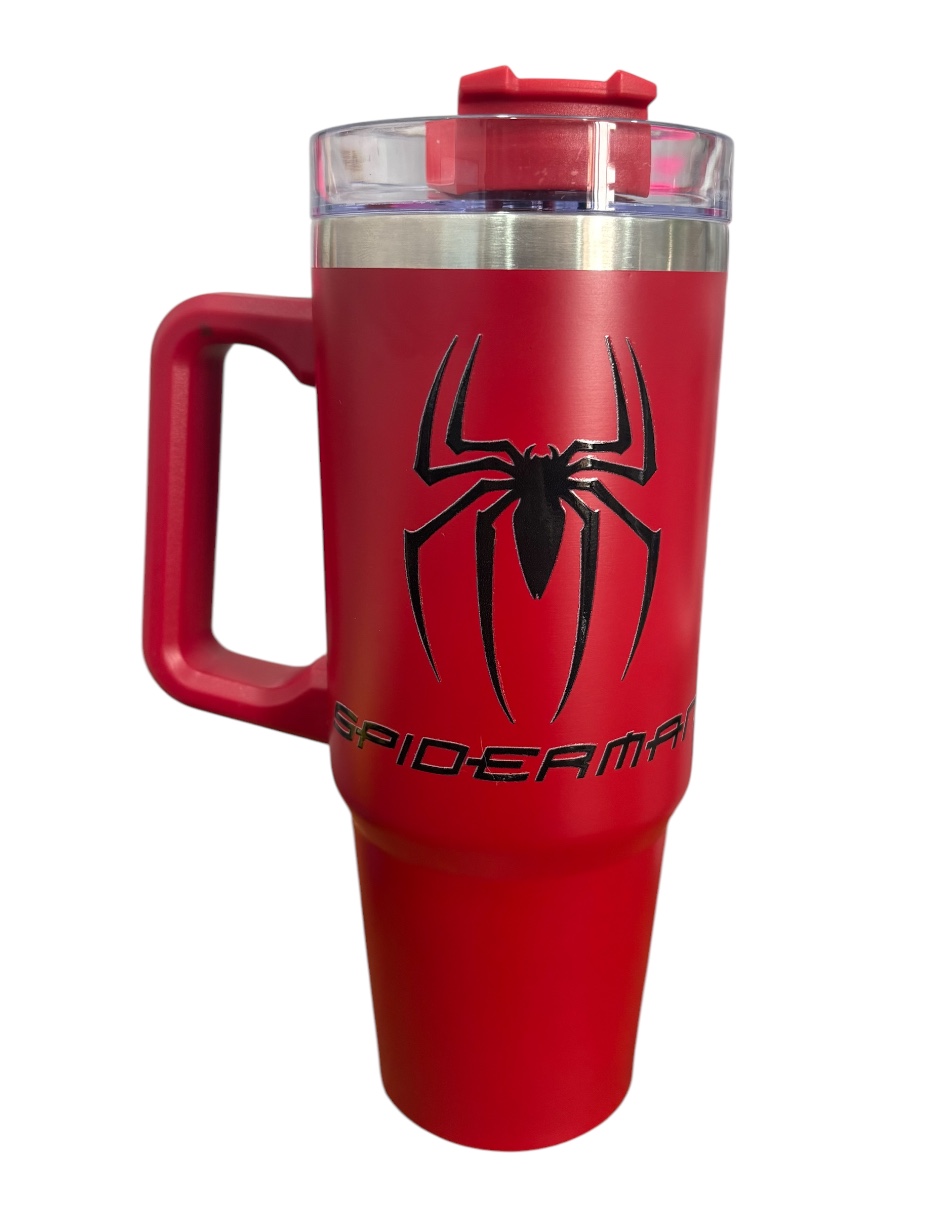 Termo De Acero Inoxidable Fartmex Color Rojo, Spiderman De 30 Oz