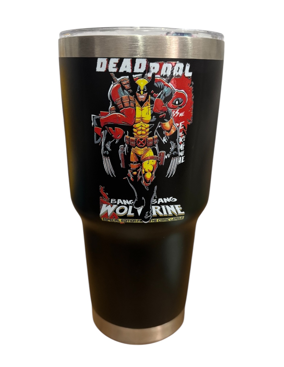 Foto 2 pulgar | Termo De Acero Inoxidable Macarena Brand Color Negro, Deadpool & Wolwerine De 30 Oz