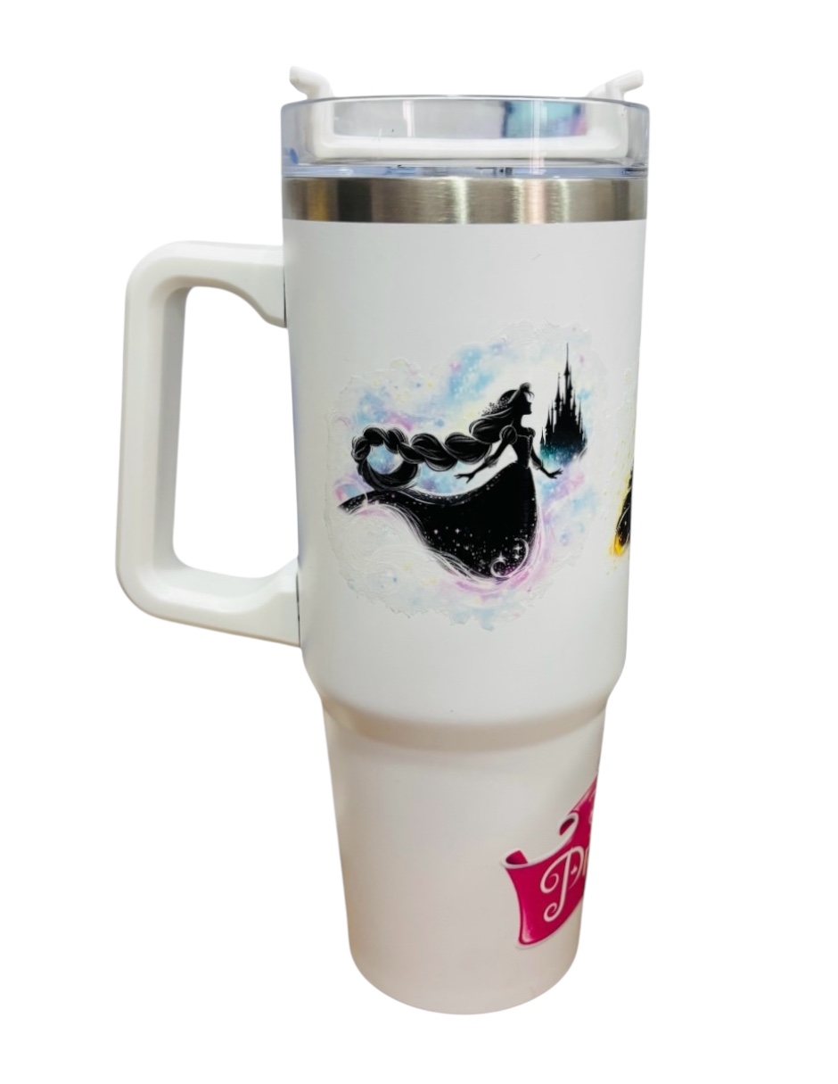Foto 1 | Termo De Acero Inoxidable Macarena Brand Color Blanco, Princesas De Disney De 30 Oz