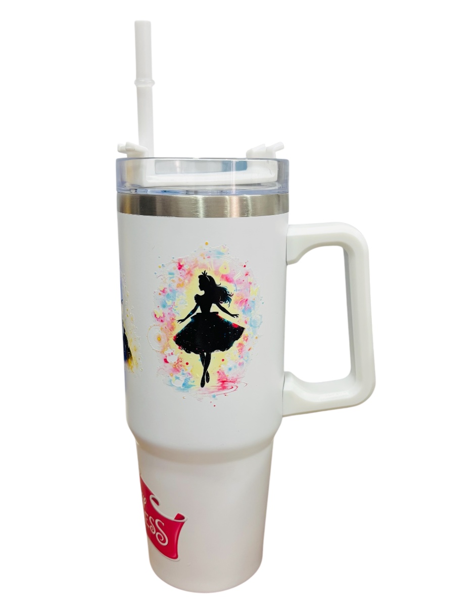 Foto 2 | Termo De Acero Inoxidable Macarena Brand Color Blanco, Princesas De Disney De 30 Oz