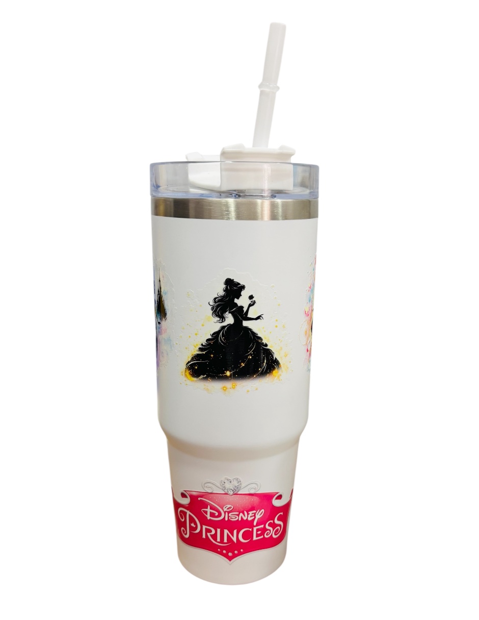 Foto 4 pulgar | Termo De Acero Inoxidable Macarena Brand Color Blanco, Princesas De Disney De 30 Oz
