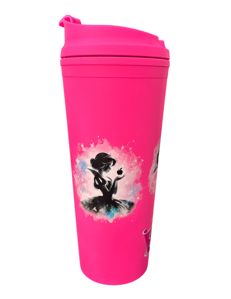 Foto 3 pulgar | Termo De Plástico Color Fucsia, Princesas De Disney , Mide 23 Cm De Alto Por 10 Cm De Ancho De 710 Mililitros