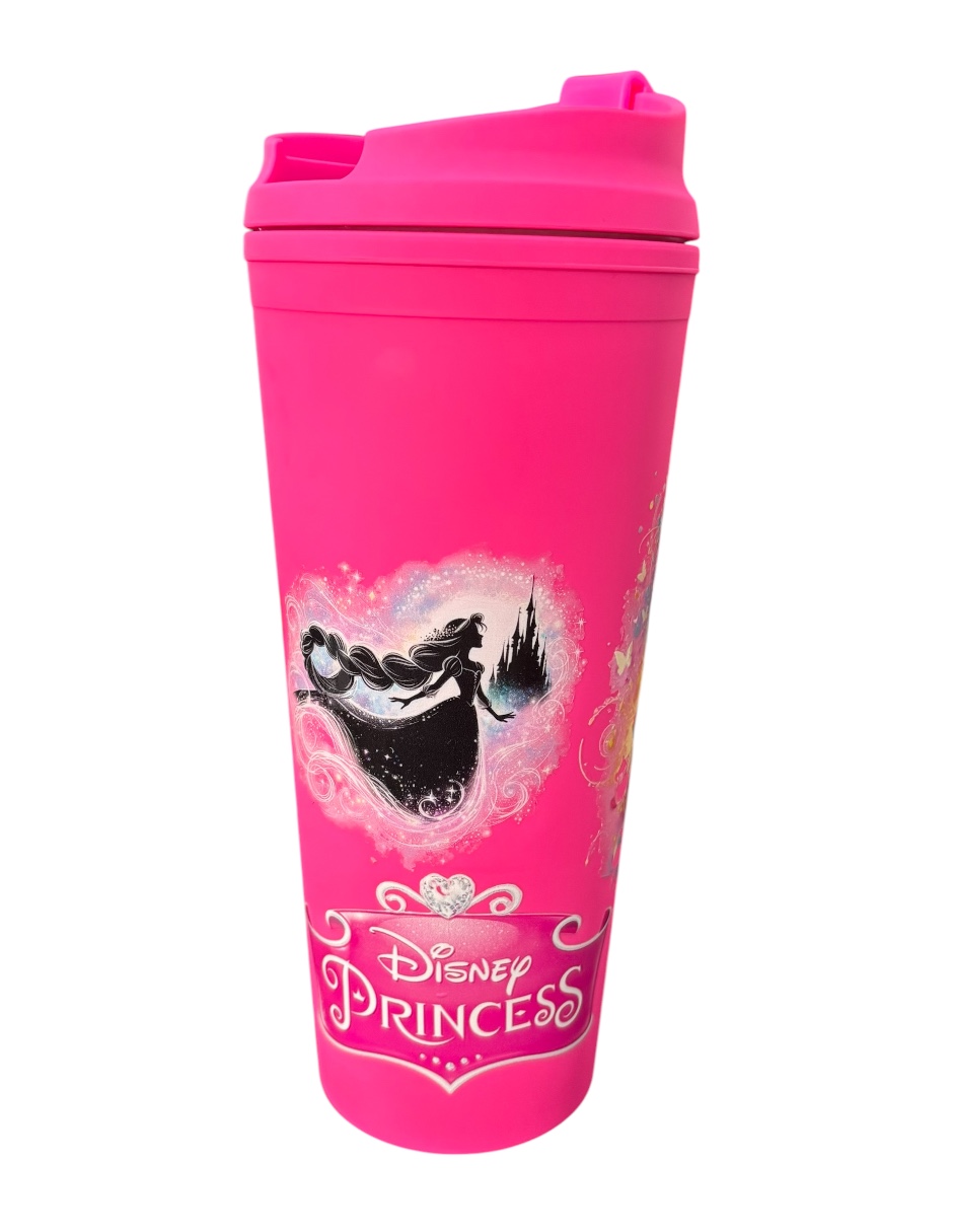 Foto 4 pulgar | Termo De Plástico Color Fucsia, Princesas De Disney , Mide 23 Cm De Alto Por 10 Cm De Ancho De 710 Mililitros