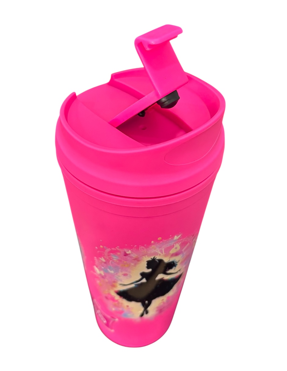 Foto 5 pulgar | Termo De Plástico Color Fucsia, Princesas De Disney , Mide 23 Cm De Alto Por 10 Cm De Ancho De 710 Mililitros