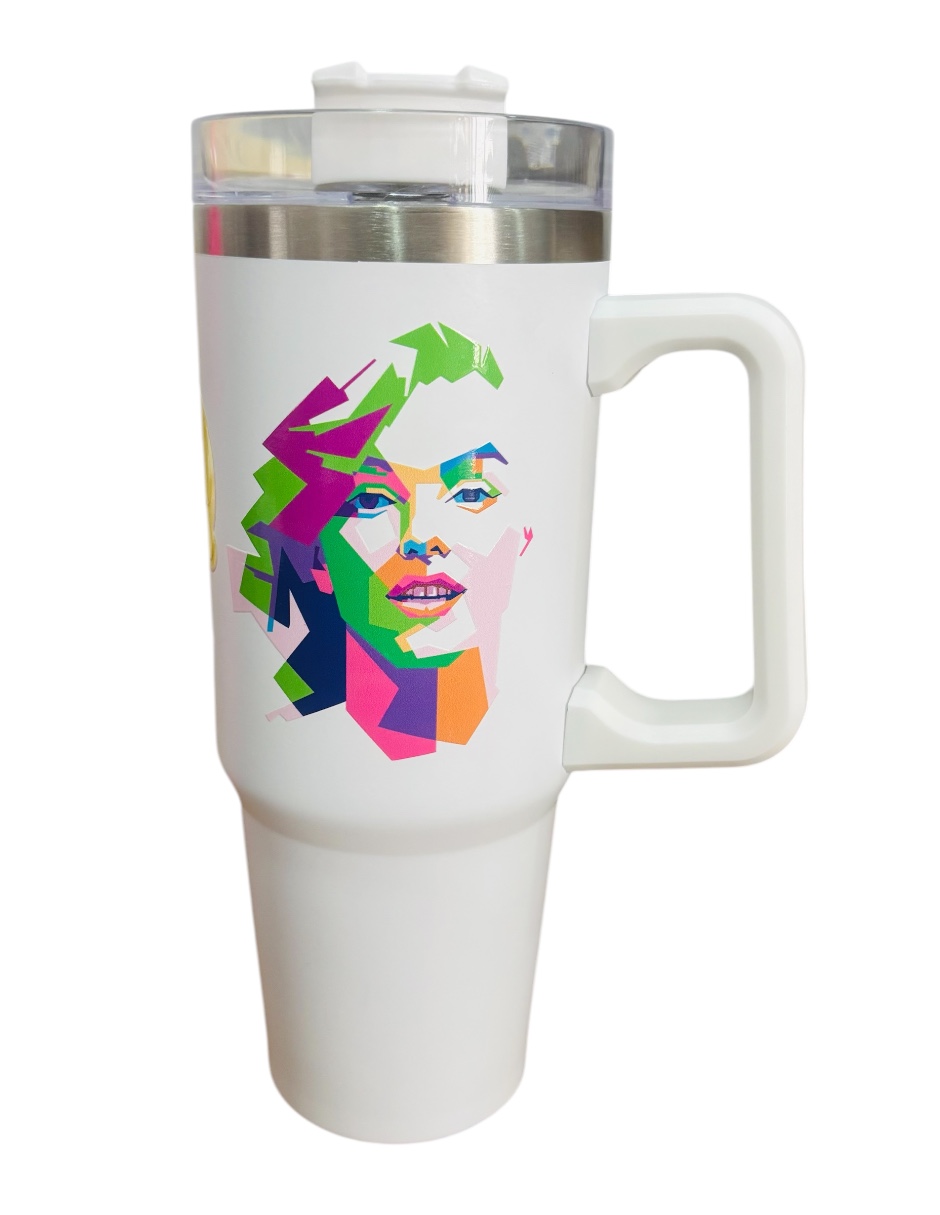 Foto 3 pulgar | Termo De Acero Inoxidable Fartmex Color Blanco, Marilyn Monroe De 30 Oz