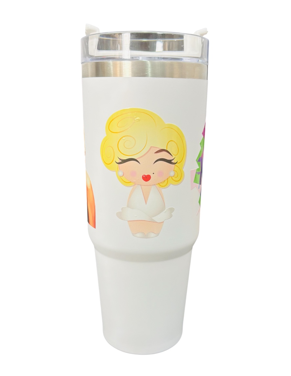 Foto 4 pulgar | Termo De Acero Inoxidable Fartmex Color Blanco, Marilyn Monroe De 30 Oz