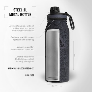 Foto 2 | Botella De Agua Adidas Metal, 1 Litro, Aislante De Frío Y Calor, Acero Inoxidable - Venta Internacional.