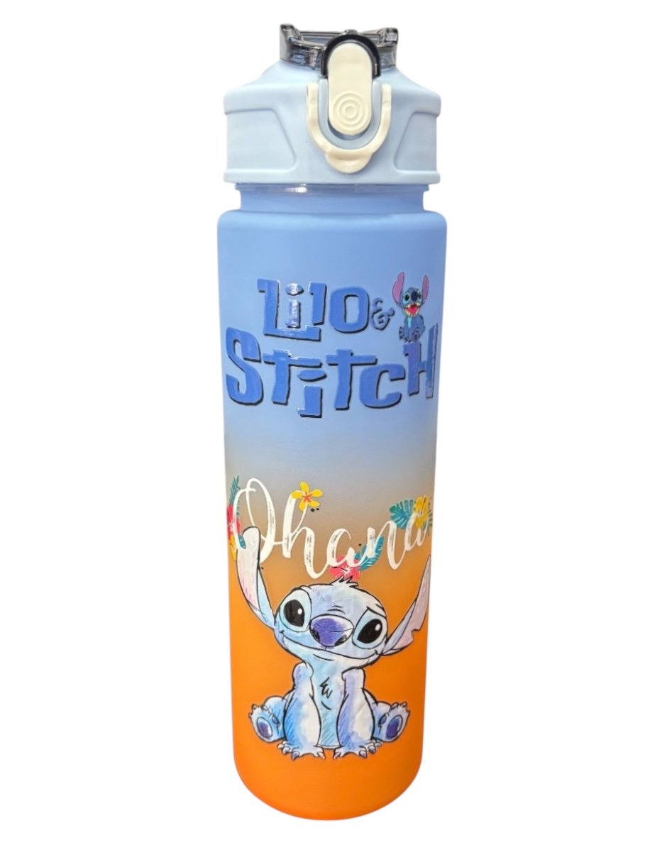 Foto 1 | Termo De Plástico Stitch Morado Con Naranja De 750 Ml